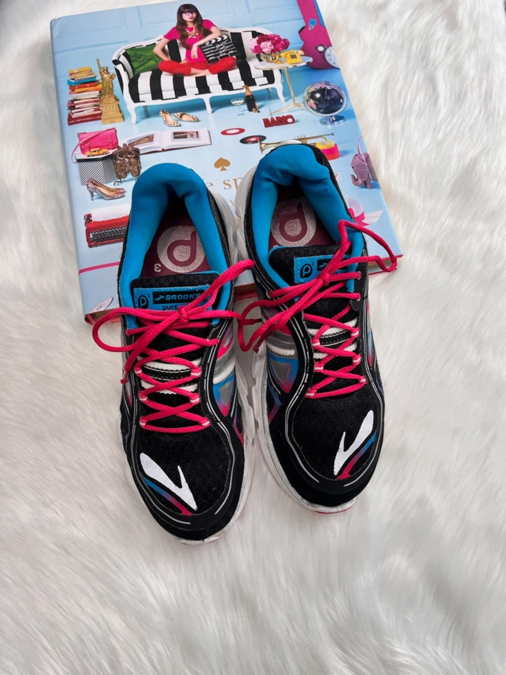 Brooks Kids Black Pink Blue Athletic Sneakers